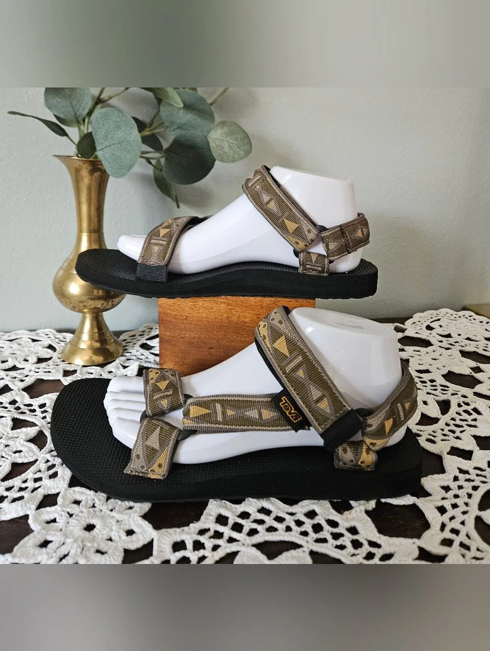 Teva Original Universal Topanga Olive Boho Geometric Earthy Sandals Size 8